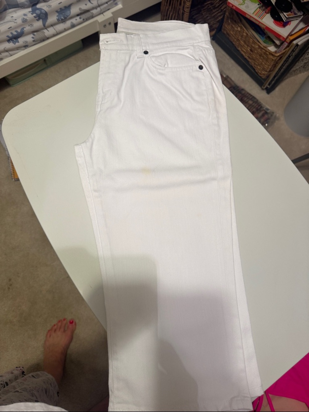 Garnet Hill White Cropped Straight-Leg Jeans